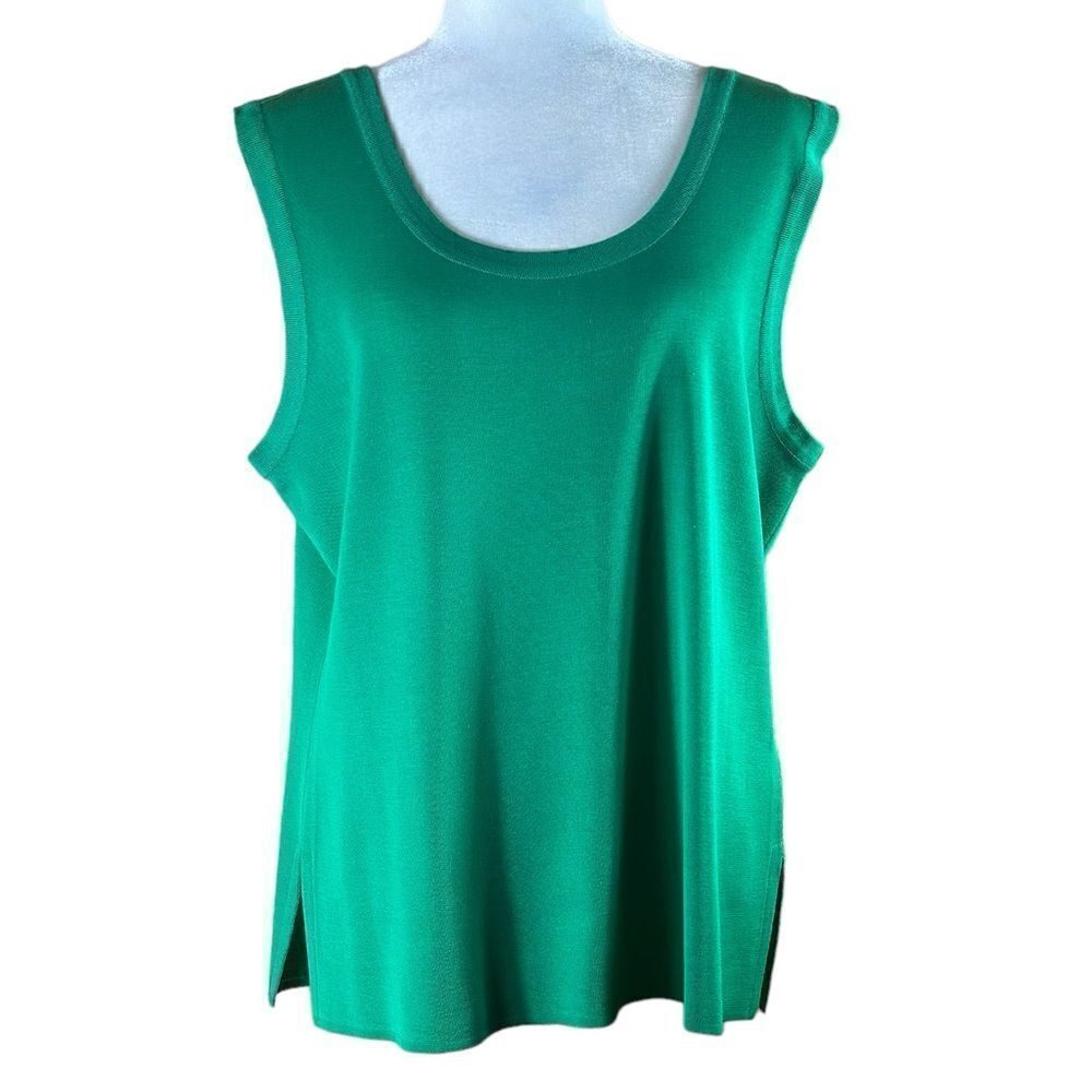 Misook Scoop Neck Sleeveless Green Top Size 0X